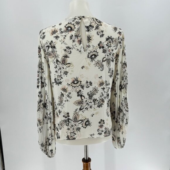 Express Tops - Express Floral Blouse White & Black Medium